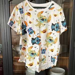 Disney Stitch Halloween Short Sleeve Tee - White and Orange